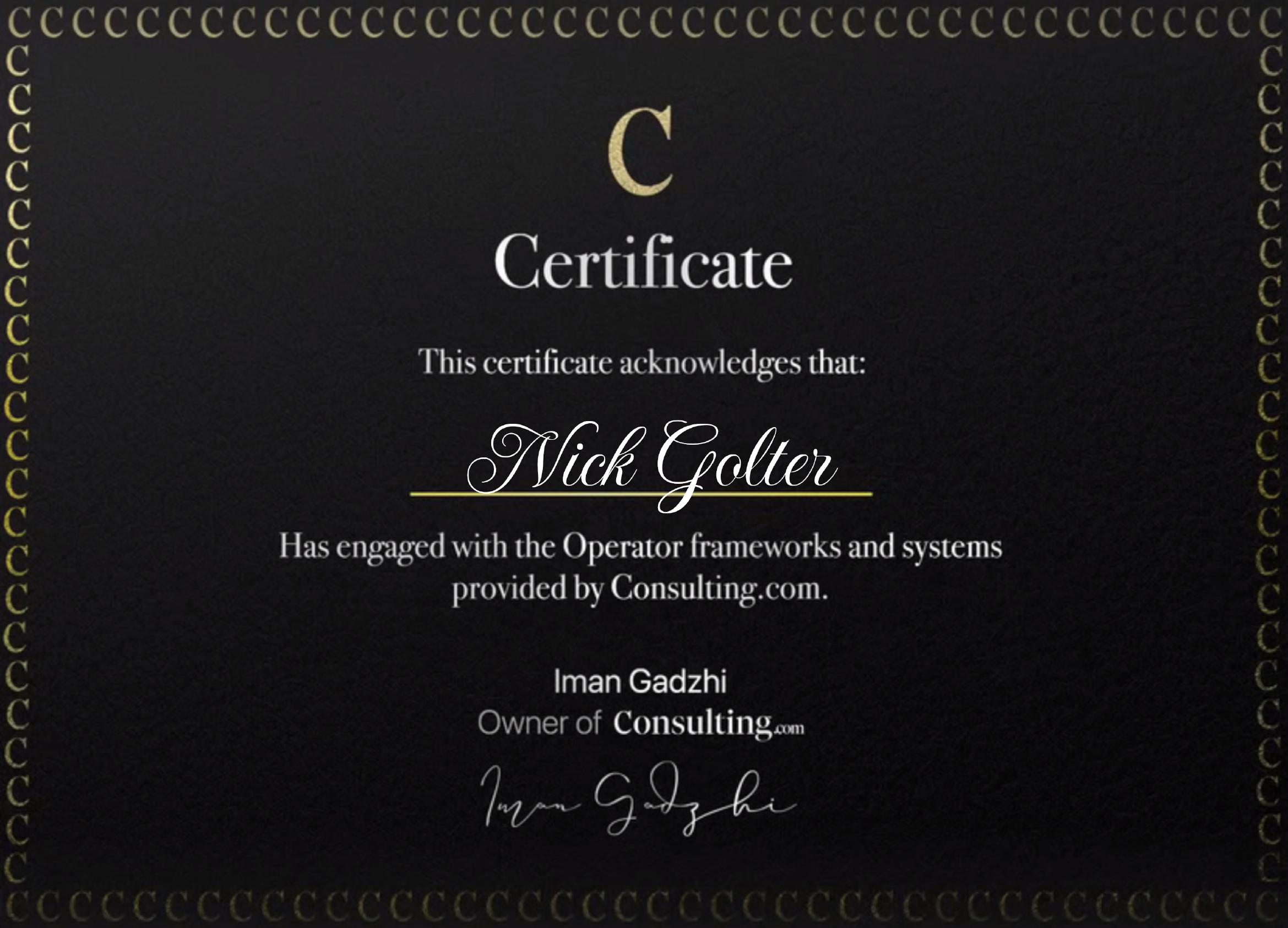 Program engagement certificate